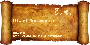 Blond Annamária névjegykártya